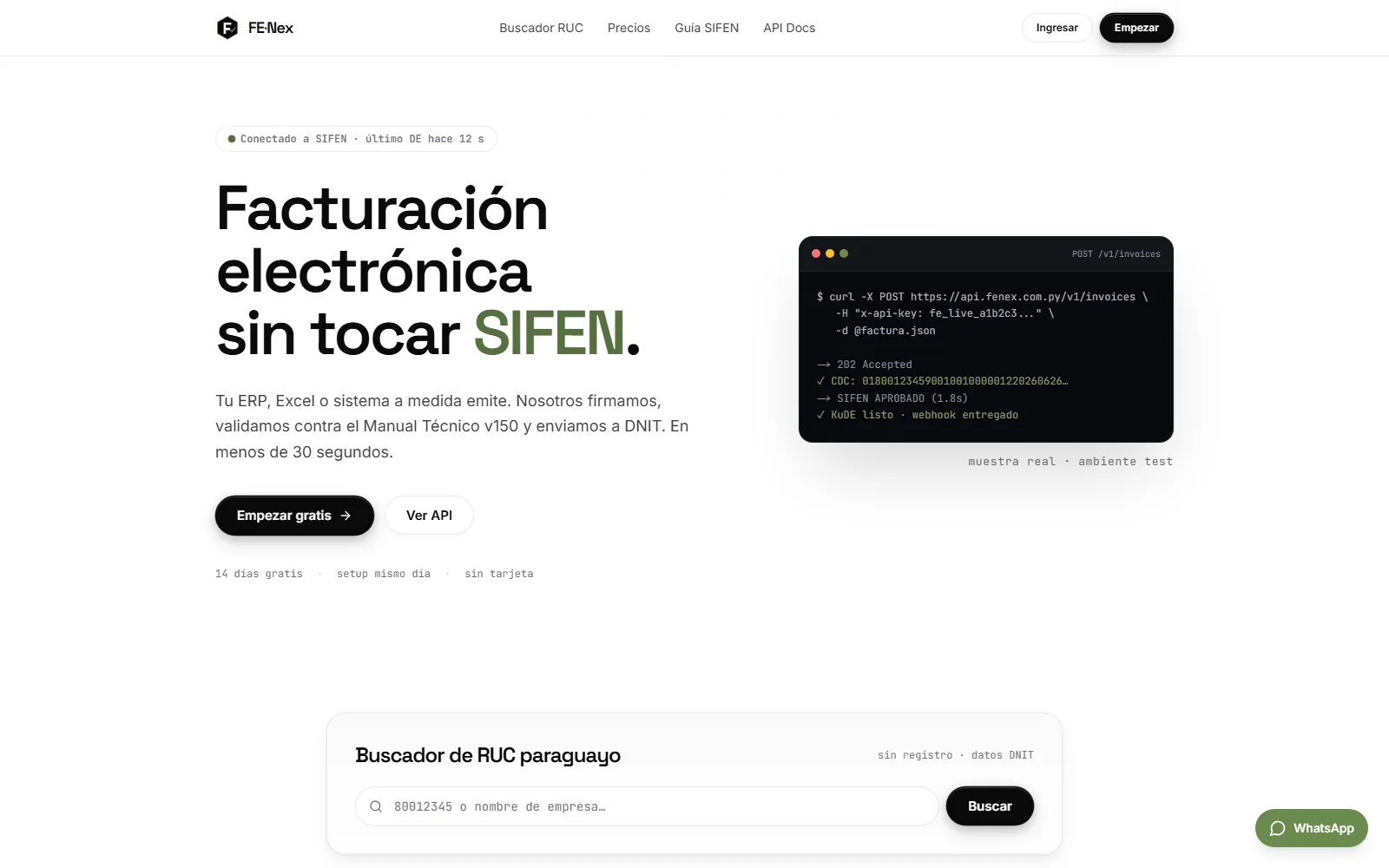 FE Nex — Inicio